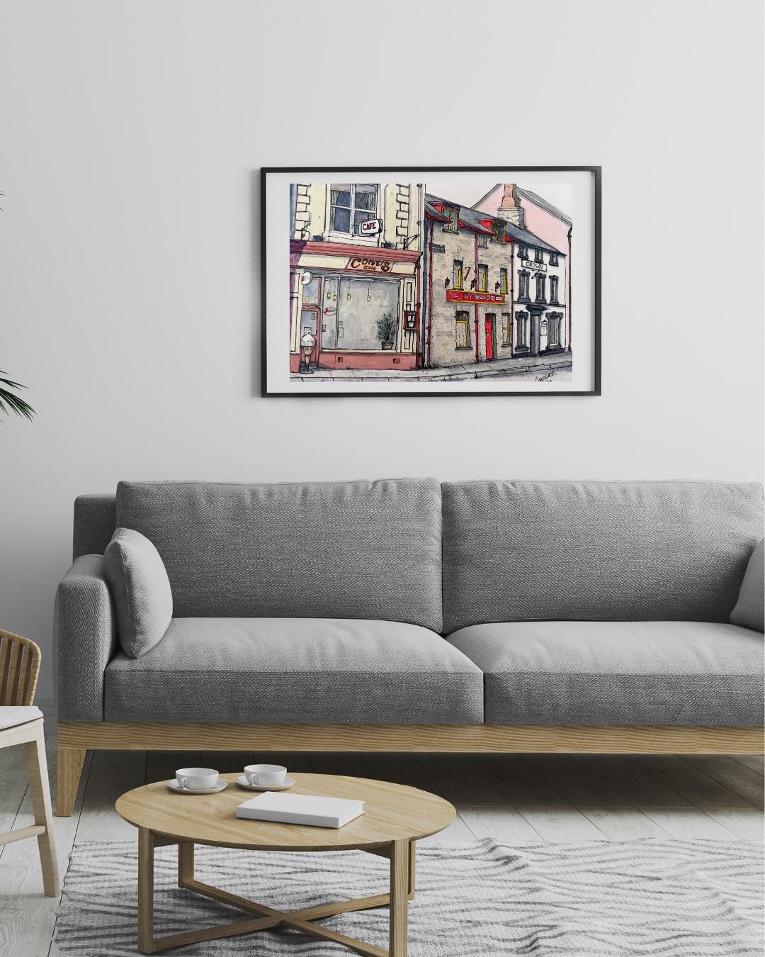 Street Watercolour Painting High Street Lampeter Digital Download