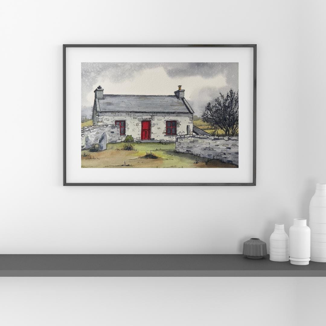 Irish Cottage Original A4 Watercolour Print of an Old Bothy in Ireland