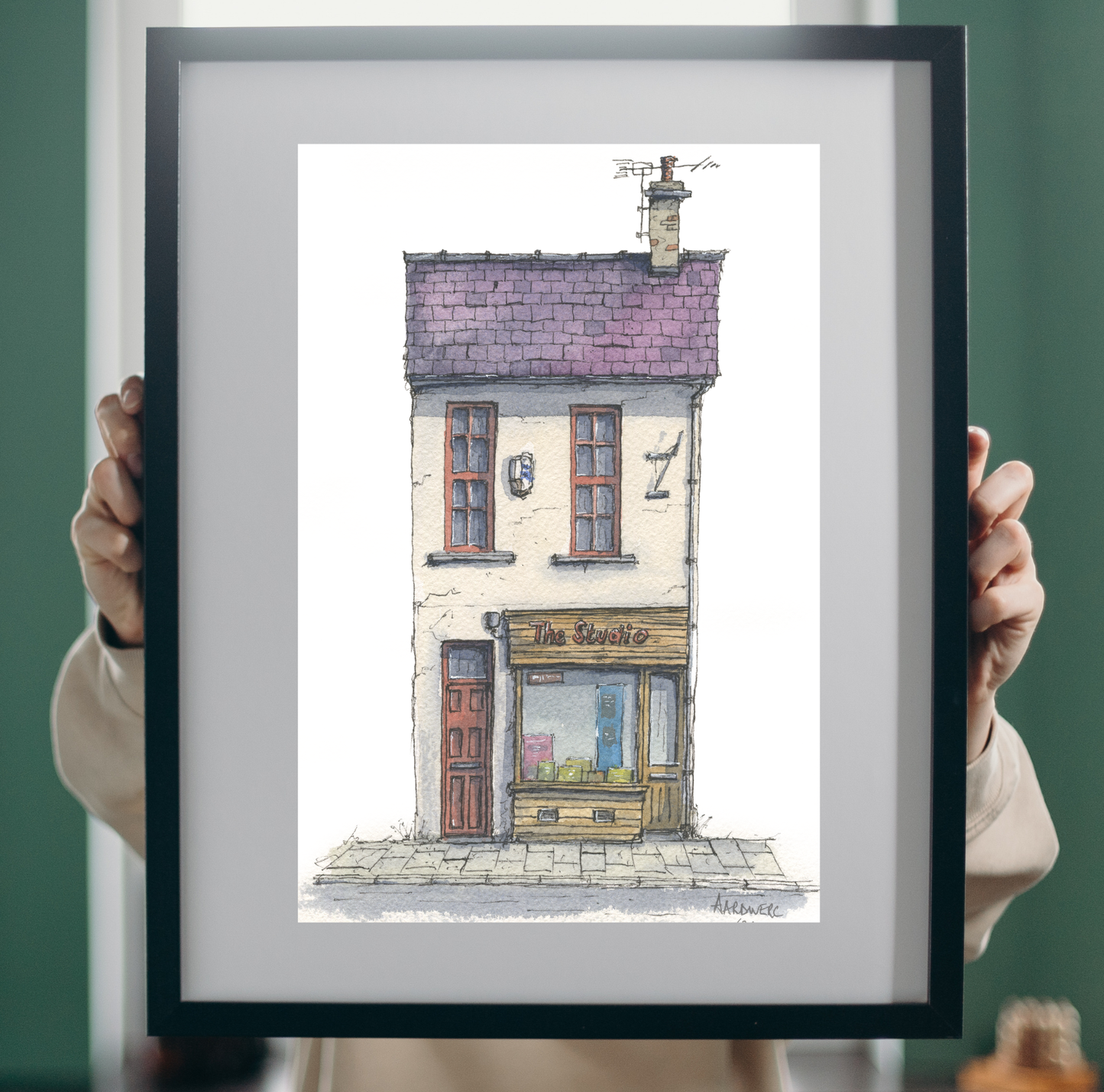 Quirky Painting of The Studio in Lampeter, West Wales