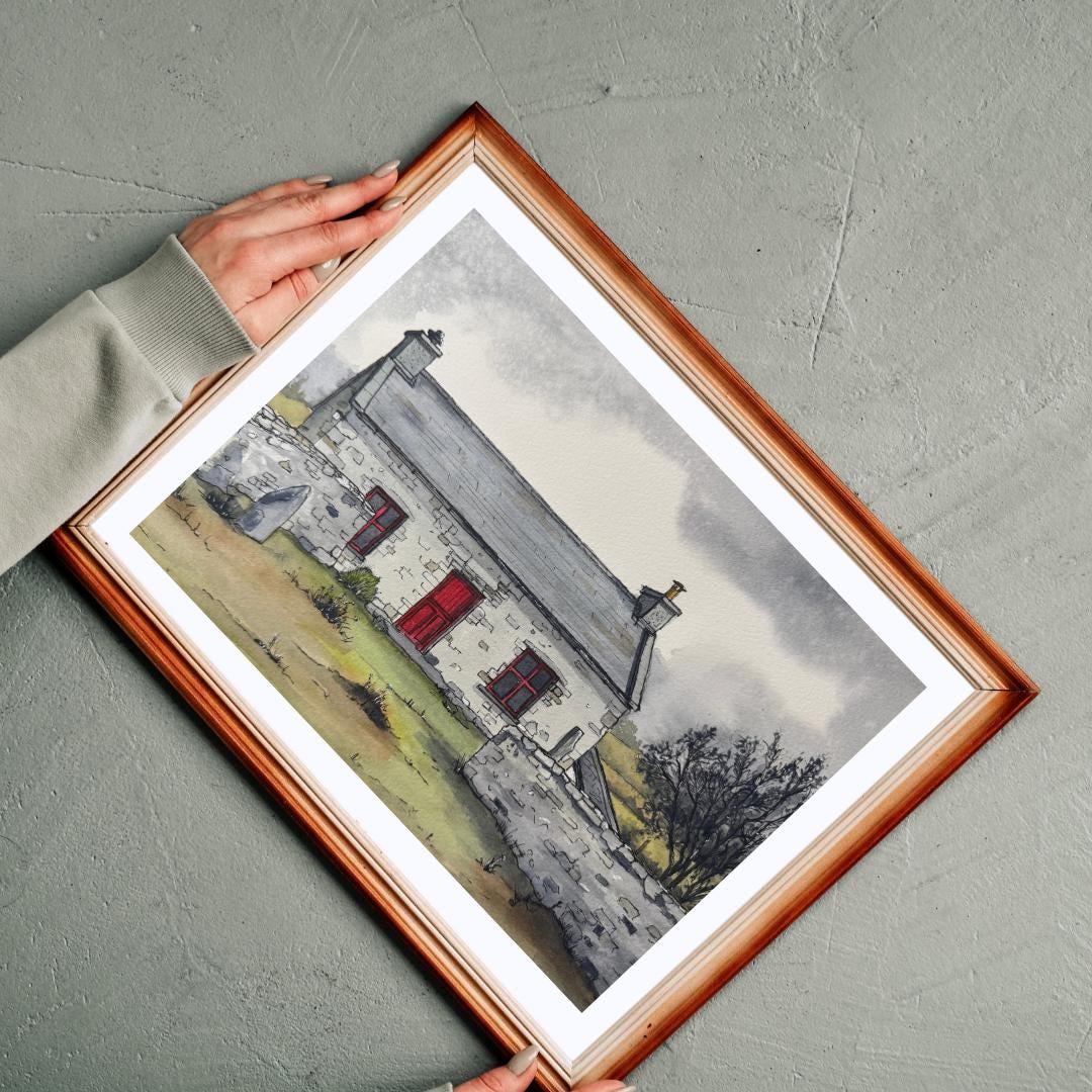 Irish Cottage Watercolour Painting Old Bothy Digital Download