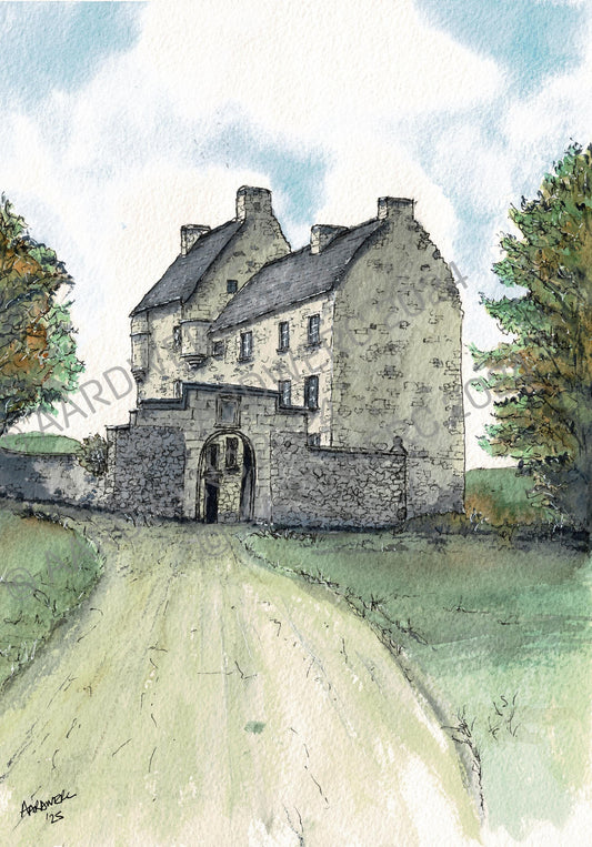 Lallybroch (Broch Tuarach) from Outlander Colour Watercolour Digital Download