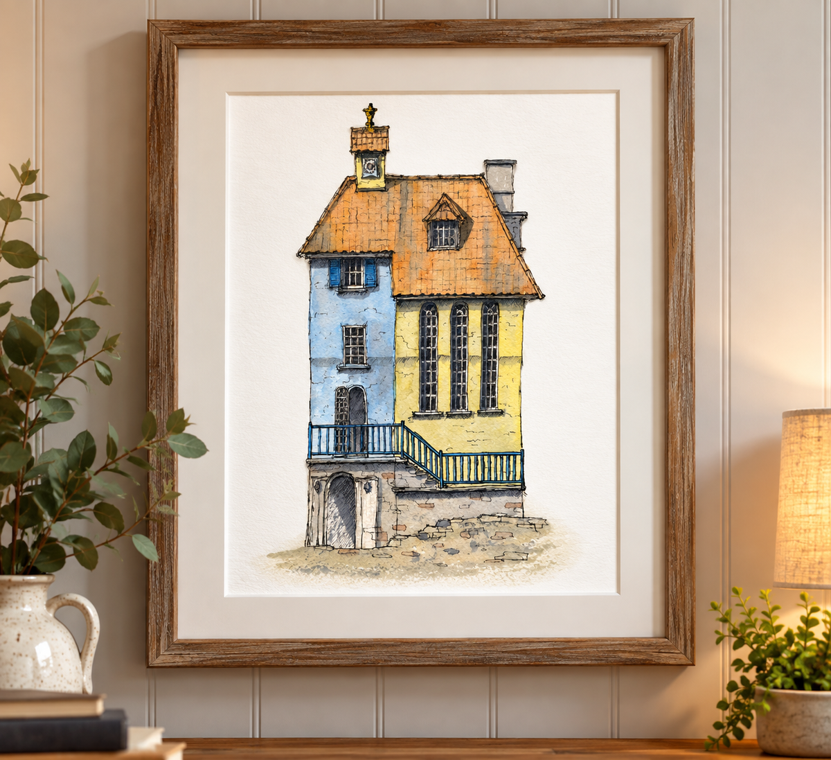 Welsh Quirky caricature style prints of Portmeirion Wales Digital Download