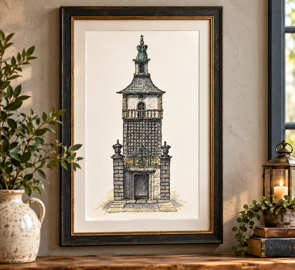 Welsh Quirky caricature style prints of Portmeirion Wales Digital Download