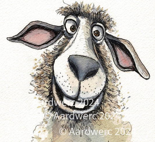 Cute Sheep Caricature Watercolour Prints