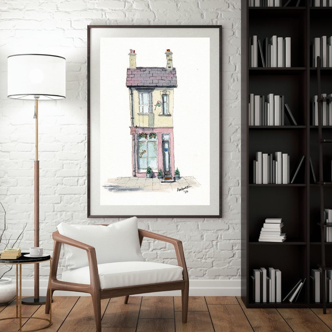 Quirky Watercolour Print of Joio Coffee Shop in Lampeter, West Wales