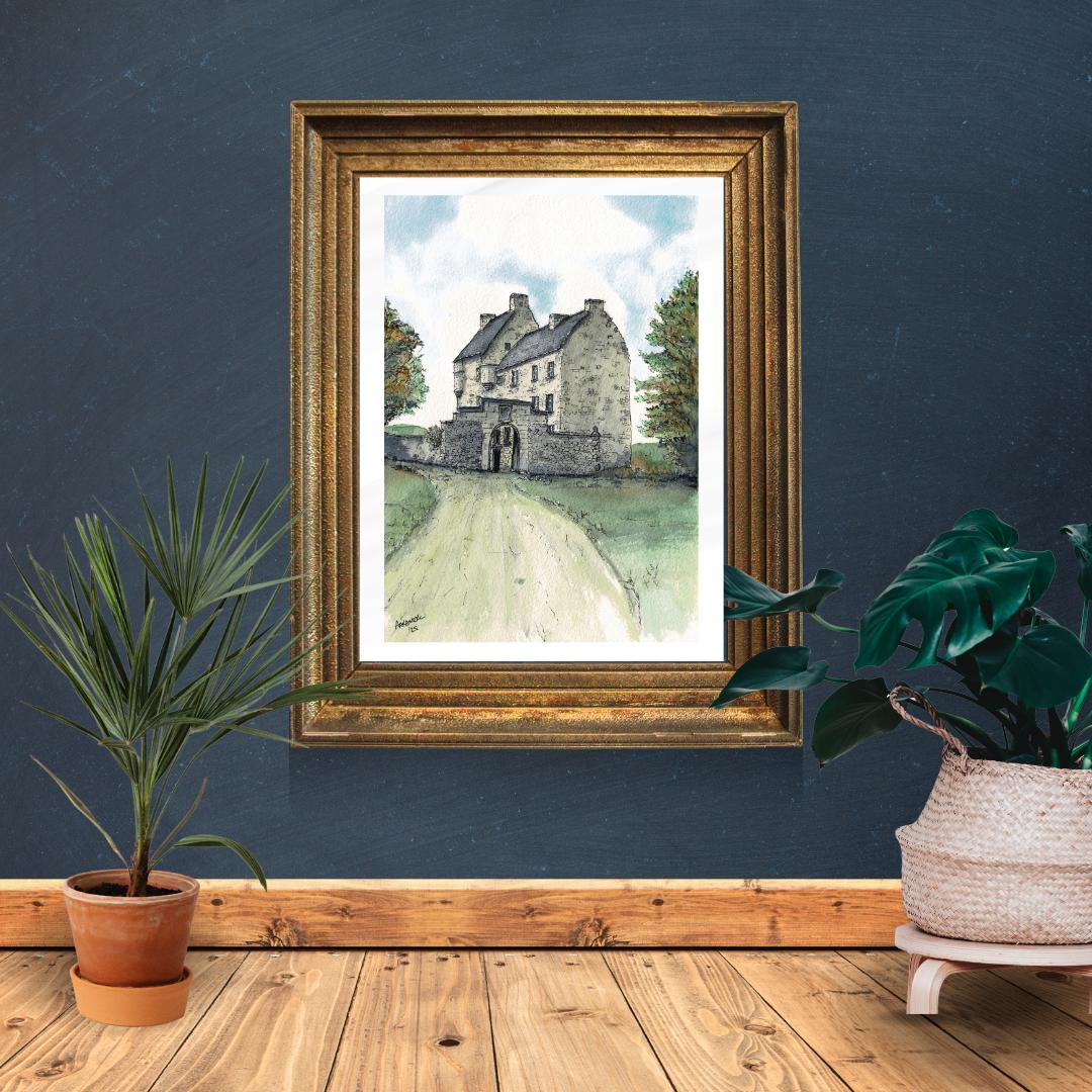 Lallybroch (Broch Tuarach) from Outlander Colour Watercolour Digital Download