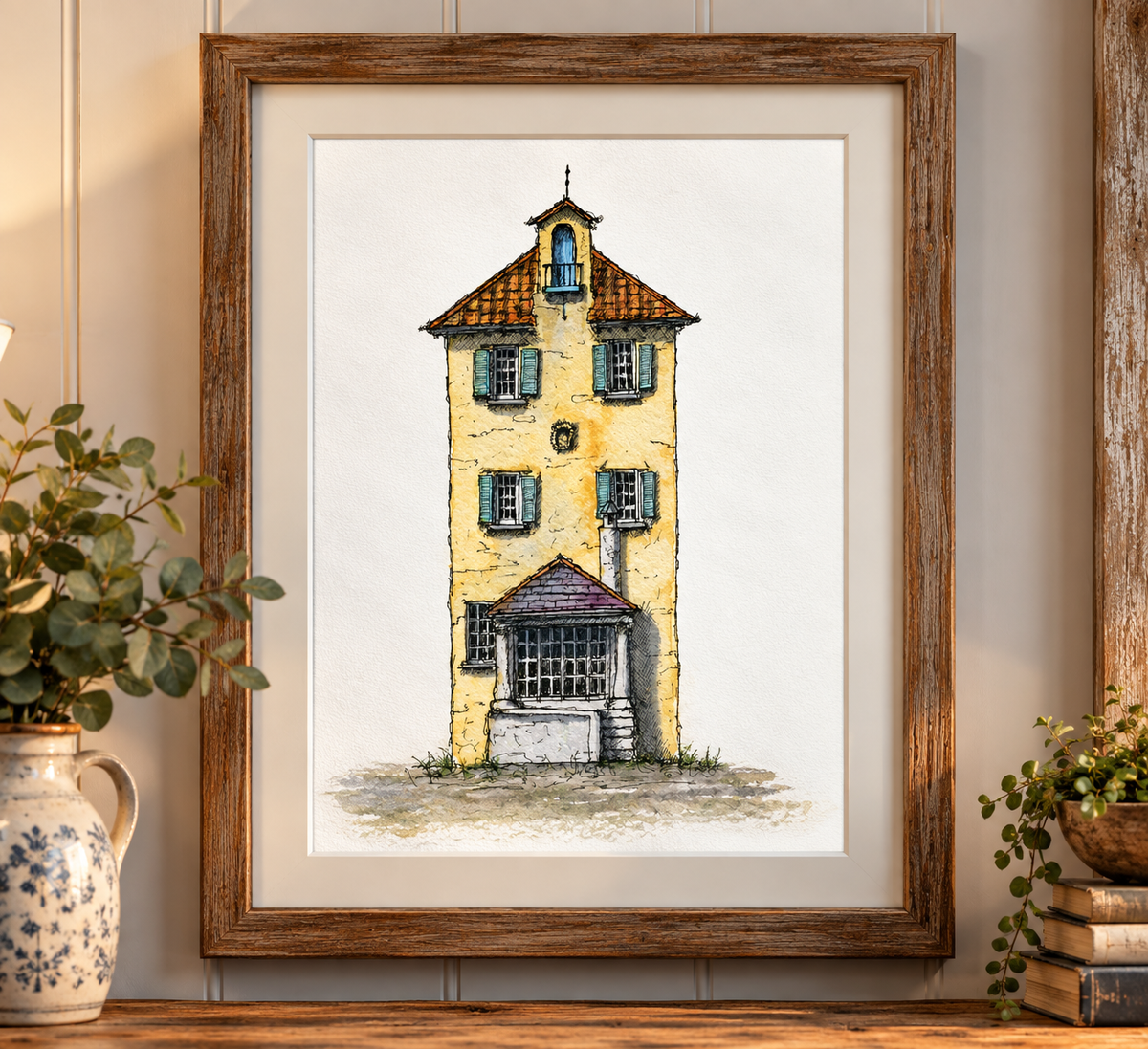 Welsh Quirky caricature style prints of Portmeirion Wales Digital Download
