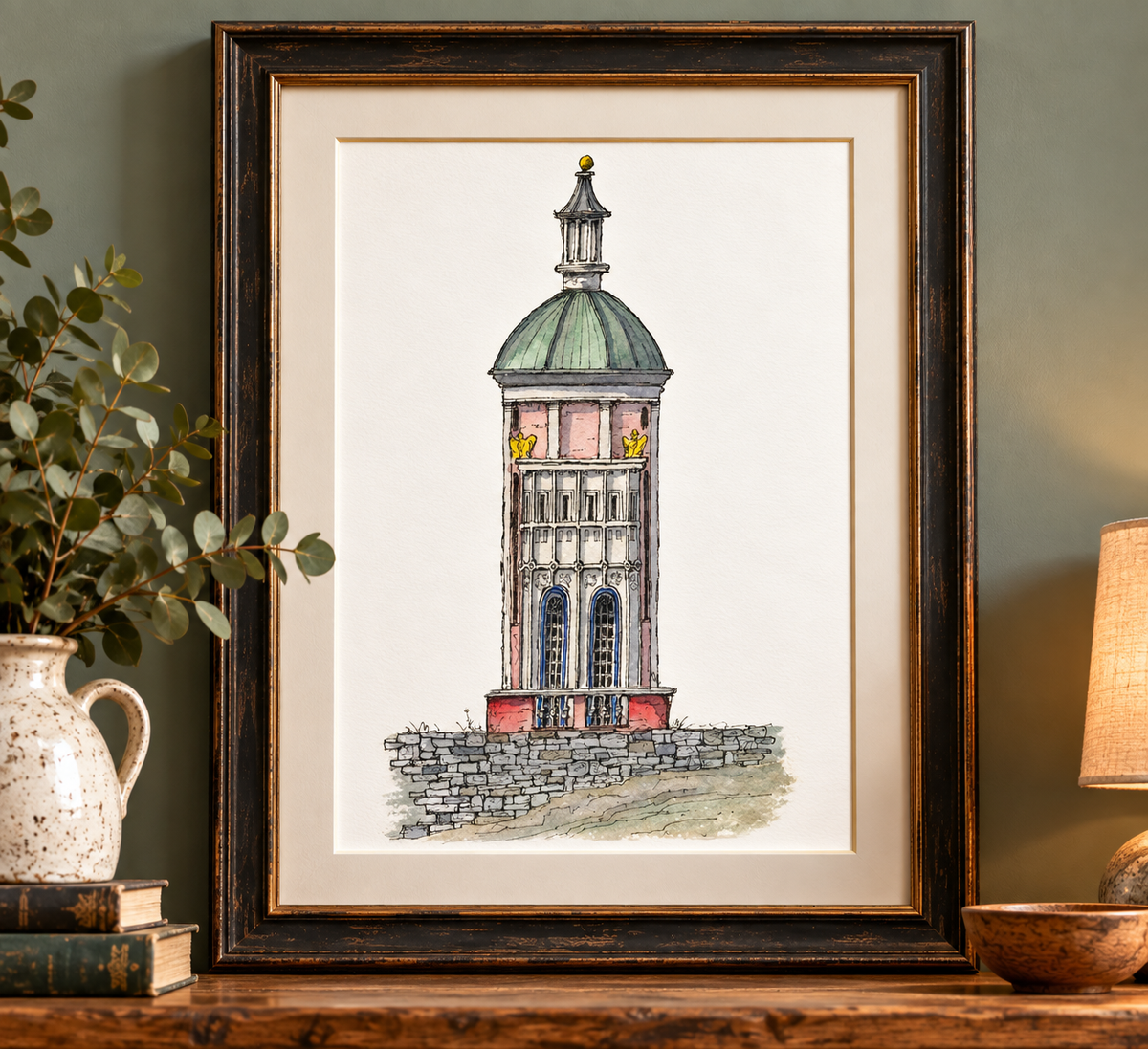 Welsh Quirky caricature style prints of Portmeirion Wales Digital Download