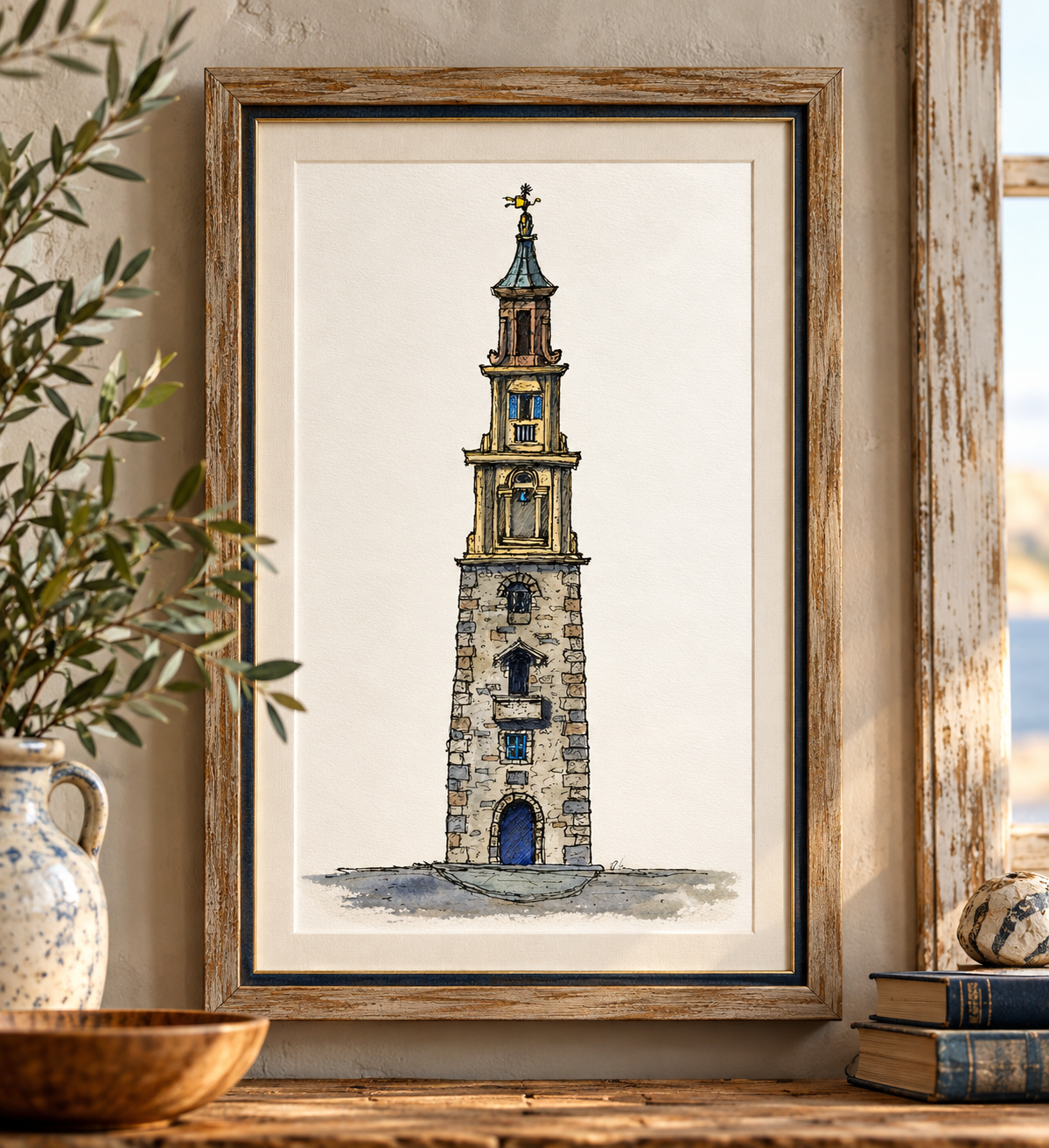 Welsh Quirky caricature style prints of Portmeirion Wales Digital Download