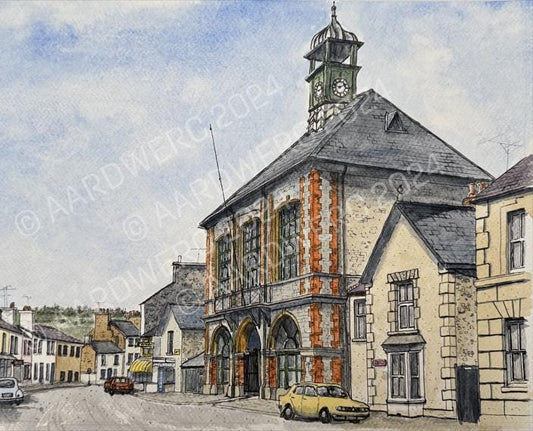 Street Watercolour Painting High Street Lampeter Digital Download