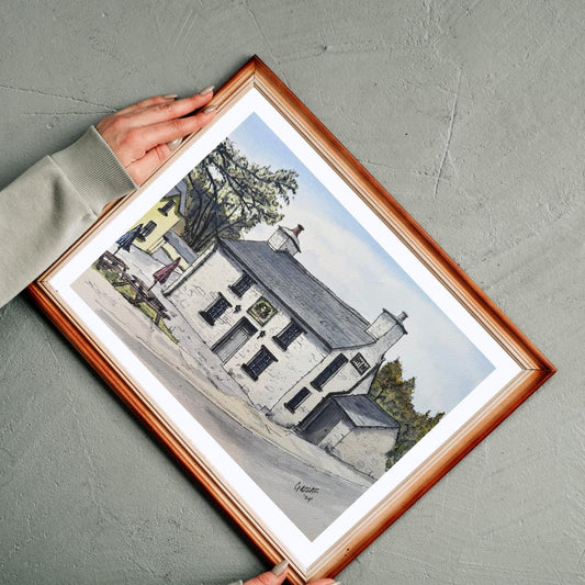 Watercolour Print of the  Ram Inn Cwmann Lampeter West Wales