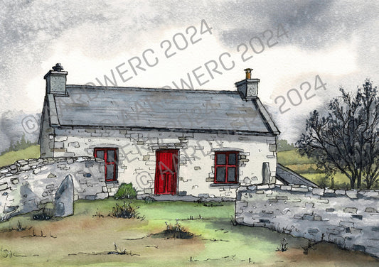 Irish Cottage Watercolour Painting Old Bothy Digital Download