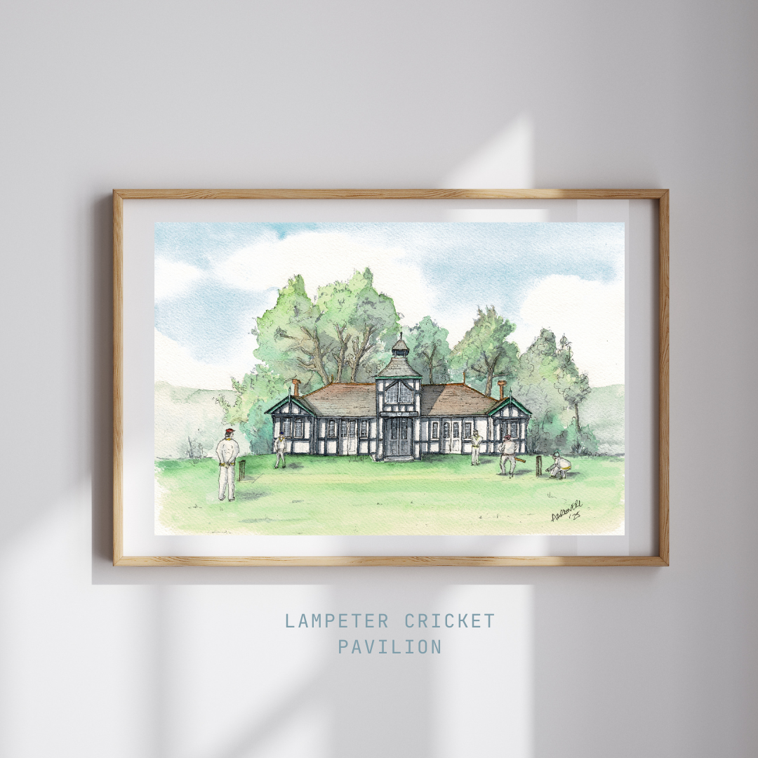Watercolour Print of Lampeter Cricket Pavilion