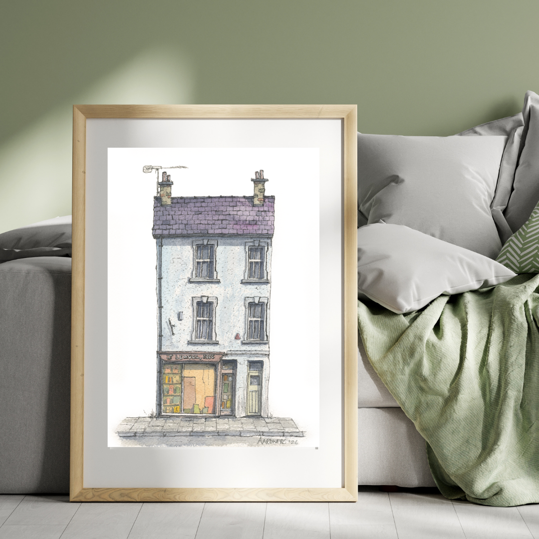 Quirky Painting of J Lemuel Rees in Lampeter, West Wales
