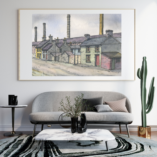 Original Water colour of Old Machynys Streets, Llanelli