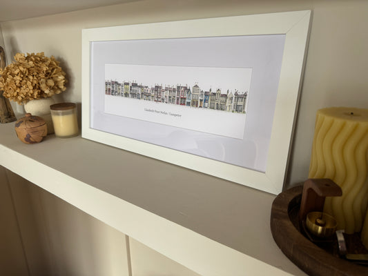 Quirky Watercolour Print of Pubs and Shops in Lampeter, West Wales