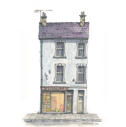 Quirky Painting of J Lemuel Rees in Lampeter, West Wales