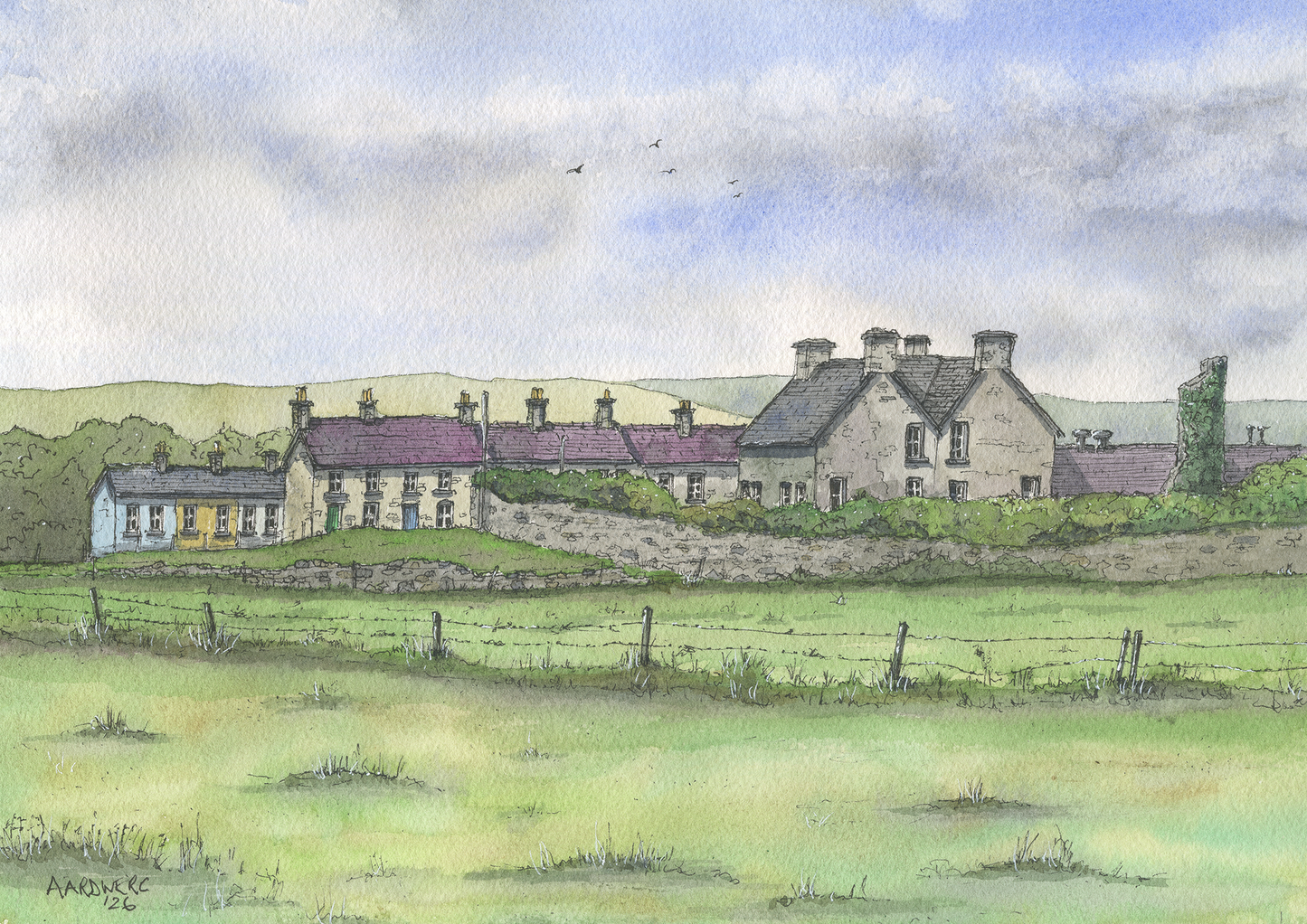 Original Water colour of Old Machynys Farm, Llanelli
