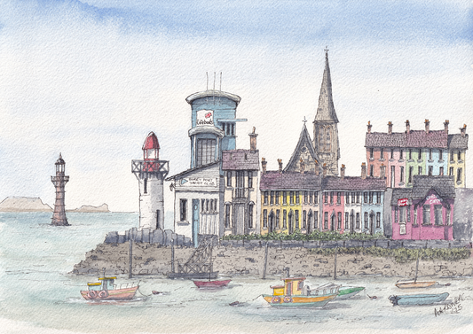 Watercolour Print of Burry Port Harbour, West Wales