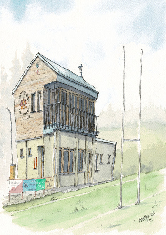 Watercolour Caricature Print of the Lampeter Rugby Club West Wales