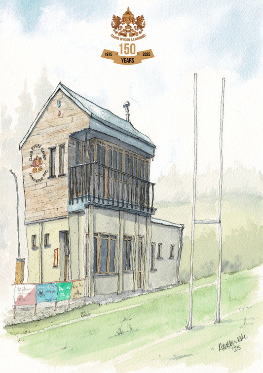 Watercolour Caricature Print of the Lampeter Rugby Club West Wales