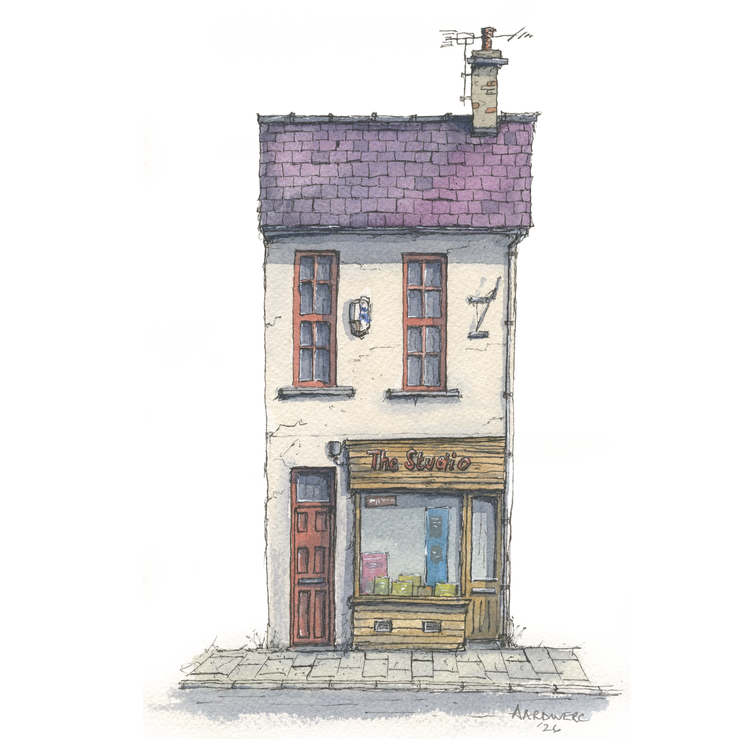 Quirky Painting of The Studio in Lampeter, West Wales