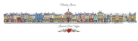 Christmas Quirky Print of Pubs and Shops in Lampeter, West Wales